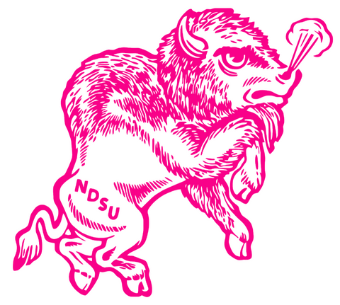 North Dakota State Bison Hot Pink Retro Throwback Logo Premium DieCut Vinyl Decal PICK SIZE