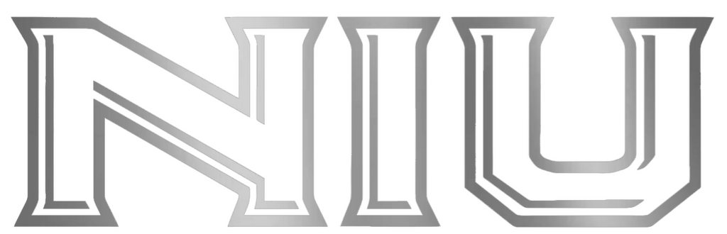 Northern Illinois Huskies SILVER CHROME MIRROR NIU Logo Premium DieCut Vinyl Decal PICK SIZE