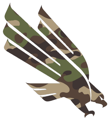 North Texas Mean Green Woodland Camo Camouflage Team Logo Premium DieCut Vinyl Decal PICK SIZE
