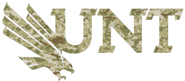 North Texas Mean Green UNT Logo Salute to Service Camouflage Camo Vinyl Decal PICK SIZE