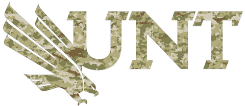 North Texas Mean Green UNT Logo Salute to Service Camouflage Camo Vinyl Decal PICK SIZE