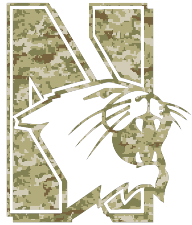 Northwestern Wildcats Retro Throwback Logo Salute to Service Camouflage Camo Vinyl Decal PICK SIZE