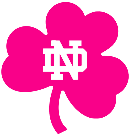 Notre Dame Fighting Irish Hot Pink Clover Logo Premium DieCut Vinyl Decal PICK SIZE