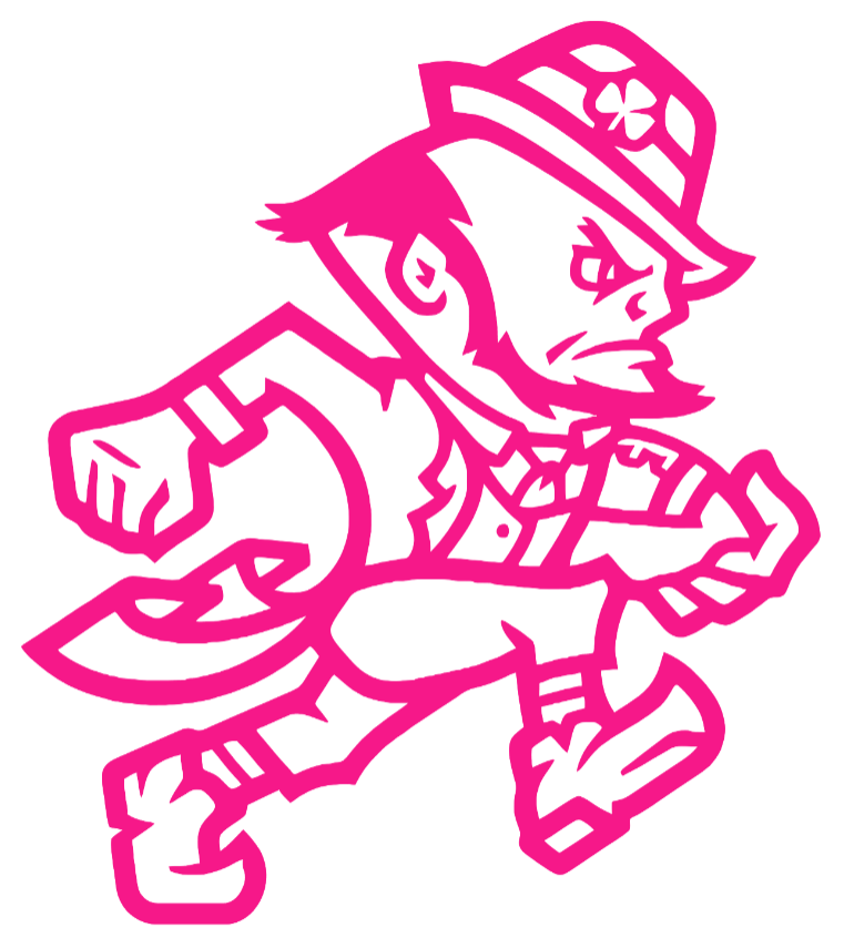 Notre Dame Fighting Irish Hot Pink Leprechaun Football Logo Premium DieCut Vinyl Decal PICK SIZE
