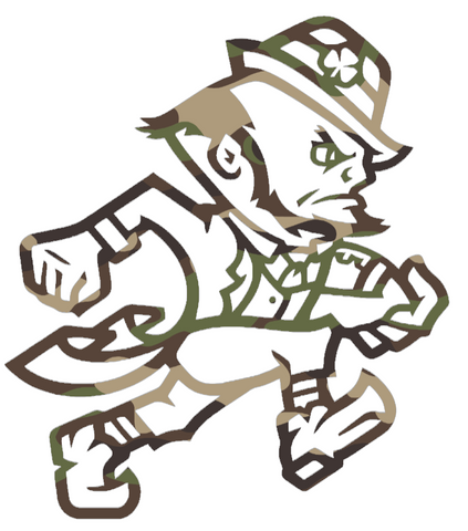 Notre Dame Fighting Irish Woodland Camo Camouflage Leprechaun Football Logo Premium DieCut Vinyl Decal PICK SIZE