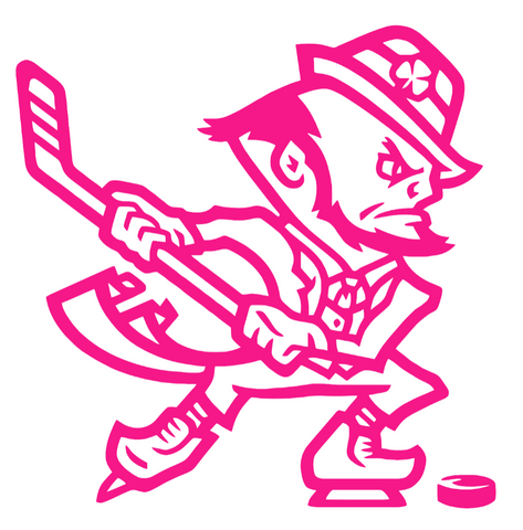 Notre Dame Fighting Irish Hot Pink Leprechaun Hockey Logo Premium DieCut Vinyl Decal PICK SIZE