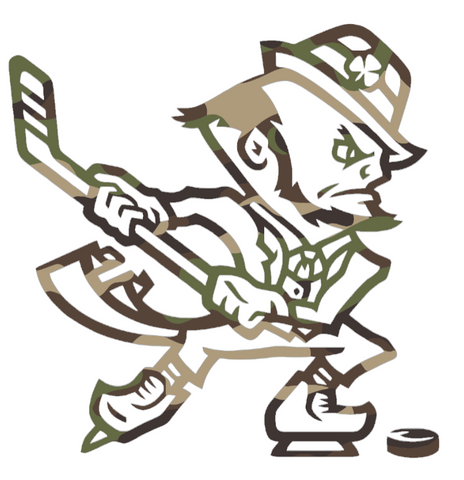Notre Dame Fighting Irish Woodland Camo Camouflage Leprechaun Hockey Logo Premium DieCut Vinyl Decal PICK SIZE