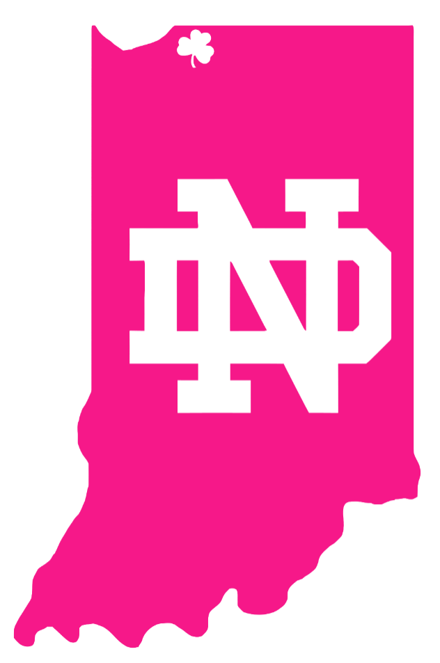 Notre Dame Fighting Irish Hot Pink Indiana State Logo Premium DieCut Vinyl Decal PICK SIZE