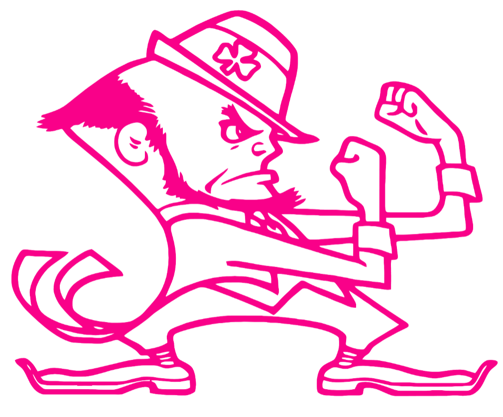 Notre Dame Fighting Irish Hot Pink Leprechaun Mascot Logo Premium DieCut Vinyl Decal PICK SIZE
