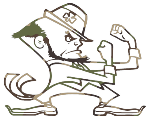 Notre Dame Fighting Irish Woodland Camo Camouflage Leprechaun Mascot Logo Premium DieCut Vinyl Decal PICK SIZE