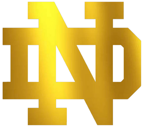 Notre Dame Fighting Irish GOLD CHROME MIRROR Team Logo Premium DieCut Vinyl Decal PICK SIZE