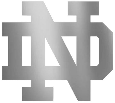 Notre Dame Fighting Irish SILVER CHROME MIRROR Team Logo Premium DieCut Vinyl Decal PICK SIZE