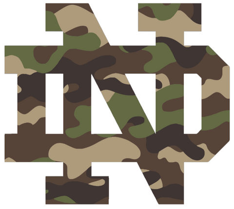 Notre Dame Fighting Irish Woodland Camo Camouflage Team Logo Premium DieCut Vinyl Decal PICK SIZE