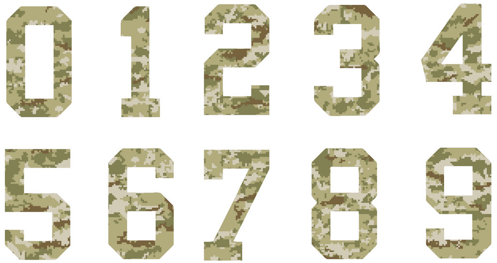 CAMOUFLAGE CAMO Custom Sports Jersey Style Number Vinyl Decal  - Pick Your Number & Size