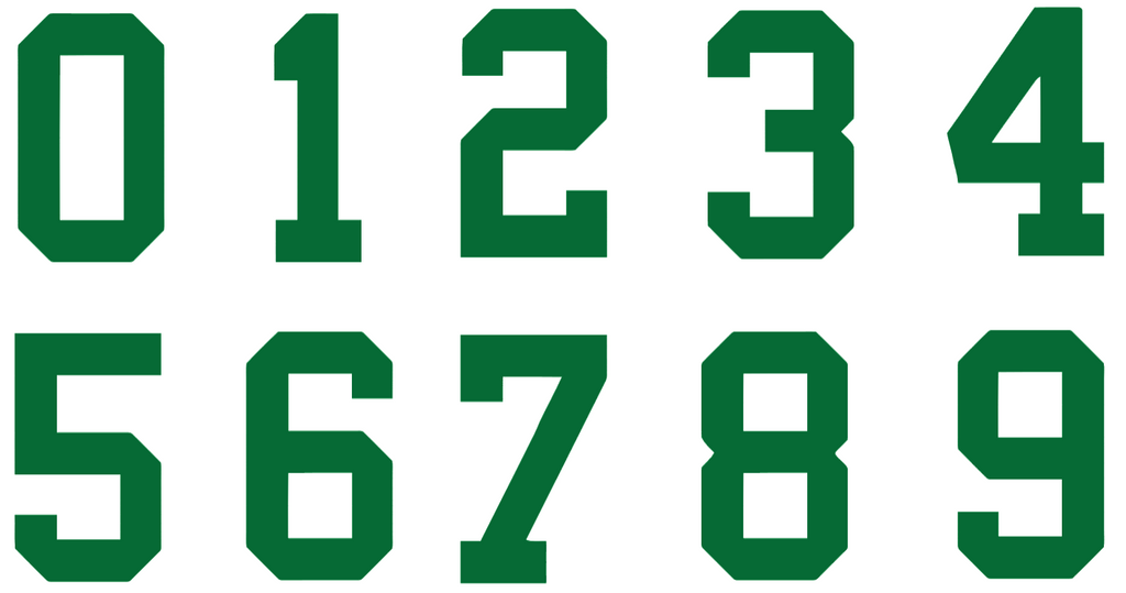 GREEN Custom Sports Jersey Style Number Vinyl Decal  - Pick Your Number & Size