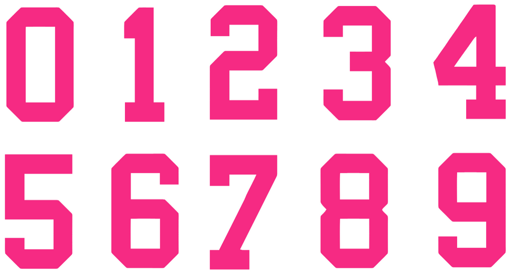 HOT PINK Custom Sports Jersey Style Number Vinyl Decal  - Pick Your Number & Size
