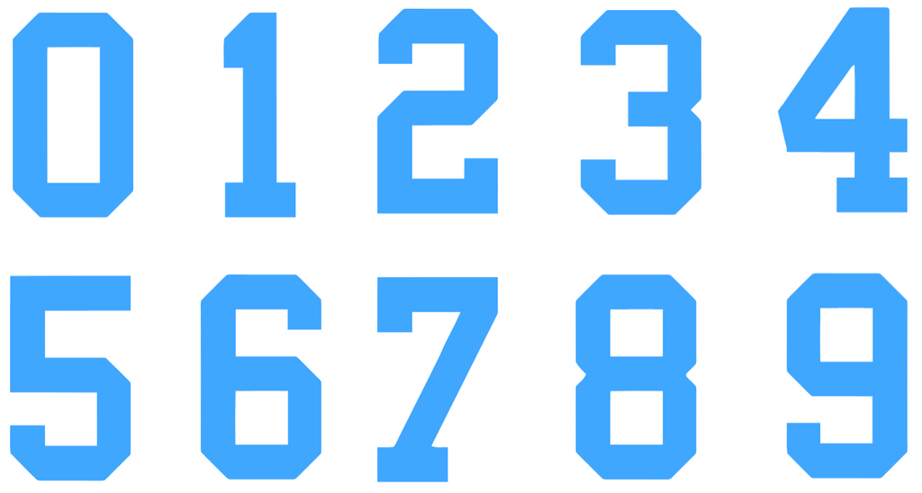 LIGHT BLUE Custom Sports Jersey Style Number Vinyl Decal  - Pick Your Number & Size