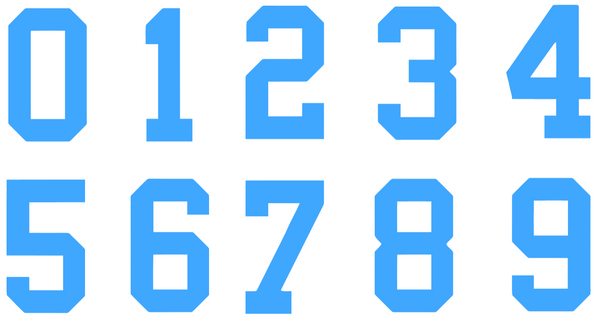 LIGHT BLUE Custom Sports Jersey Style Number Vinyl Decal  - Pick Your Number & Size