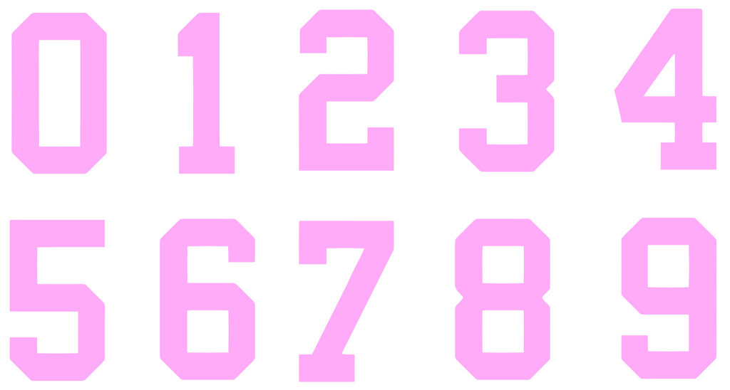 LIGHT PINK Custom Sports Jersey Style Number Vinyl Decal  - Pick Your Number & Size