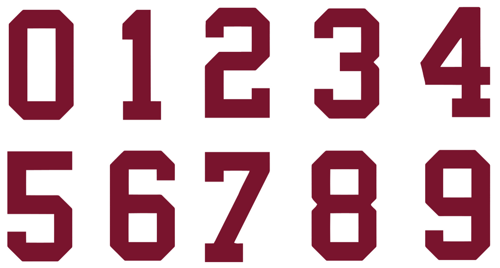 MAROON Custom Sports Jersey Style Number Vinyl Decal  - Pick Your Number & Size