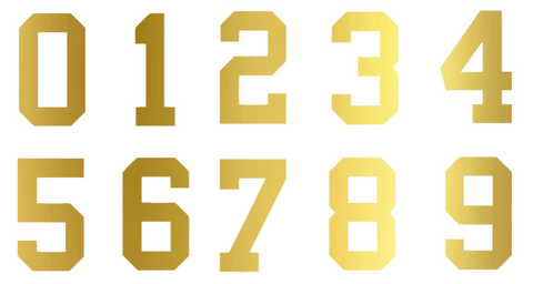 METALLIC GOLD Custom Sports Jersey Style Number Vinyl Decal  - Pick Your Number & Size