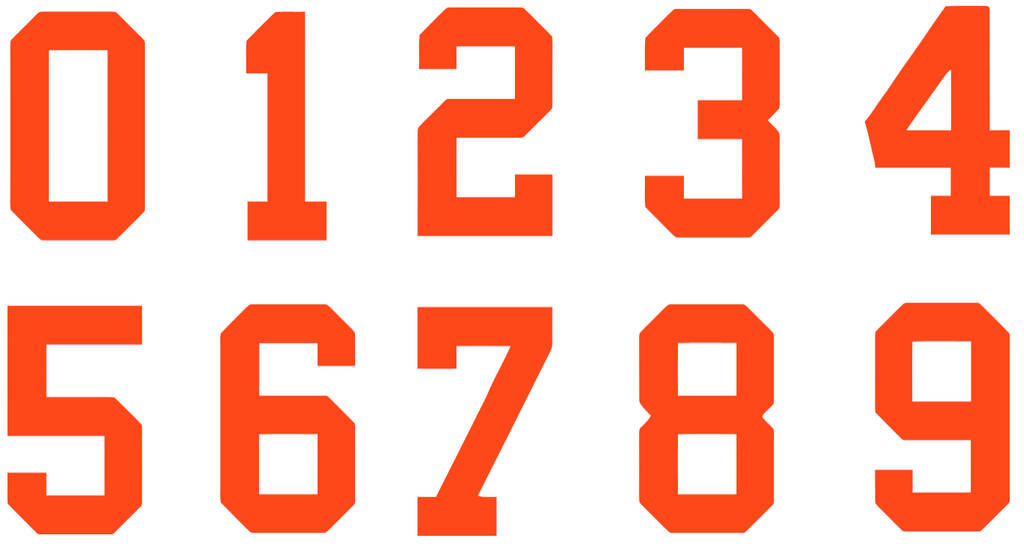 ORANGE Custom Sports Jersey Style Number Vinyl Decal  - Pick Your Number & Size