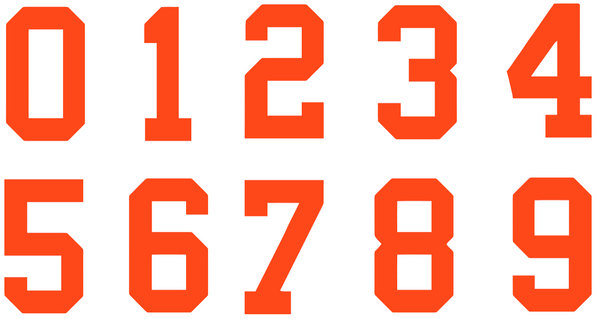ORANGE Custom Sports Jersey Style Number Vinyl Decal  - Pick Your Number & Size