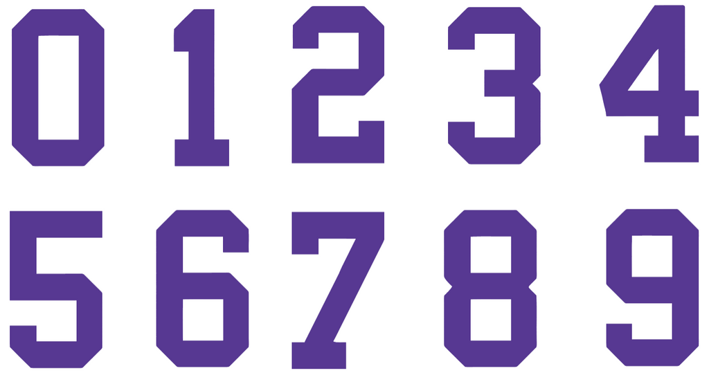 PURPLE Custom Sports Jersey Style Number Vinyl Decal  - Pick Your Number & Size