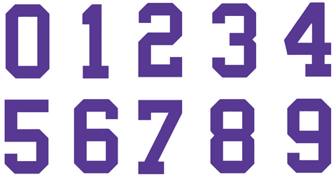 PURPLE Custom Sports Jersey Style Number Vinyl Decal  - Pick Your Number & Size