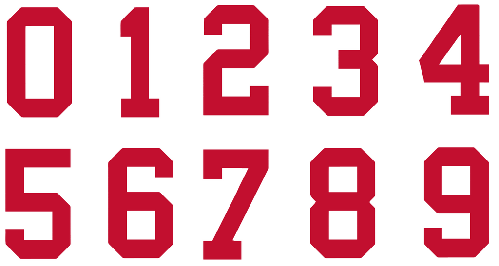 RED Custom Sports Jersey Style Number Vinyl Decal  - Pick Your Number & Size