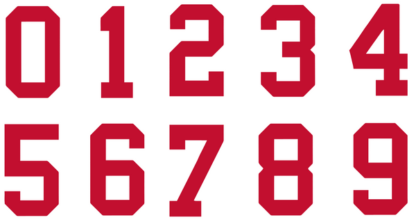 RED Custom Sports Jersey Style Number Vinyl Decal  - Pick Your Number & Size