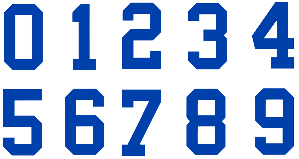 ROYAL BLUE Custom Sports Jersey Style Number Vinyl Decal  - Pick Your Number & Size