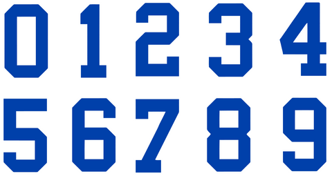 ROYAL BLUE Custom Sports Jersey Style Number Vinyl Decal  - Pick Your Number & Size