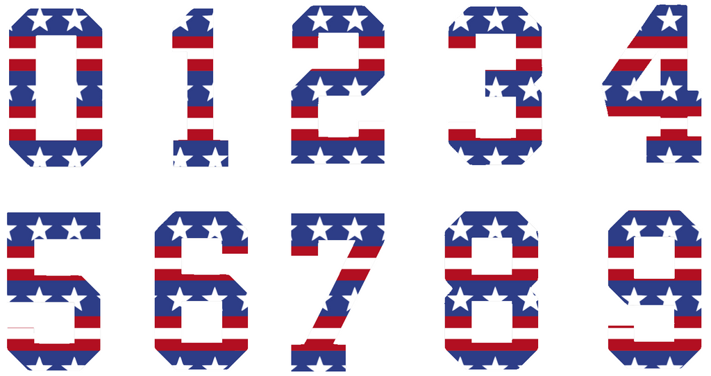 USA FLAG Custom Sports Jersey Style Number Vinyl Decal  - Pick Your Number & Size