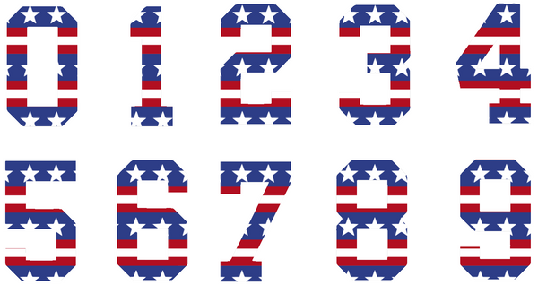 USA FLAG Custom Sports Jersey Style Number Vinyl Decal  - Pick Your Number & Size