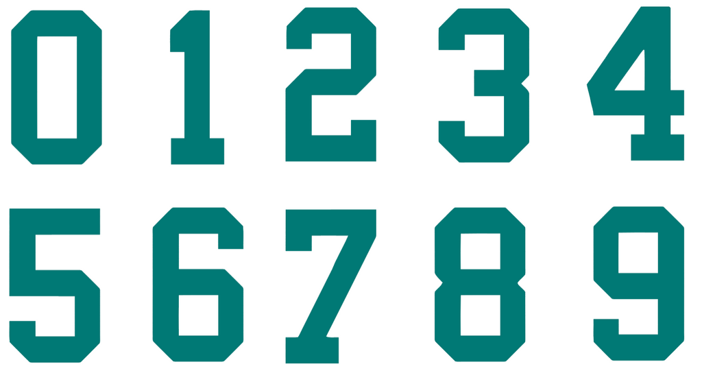 TEAL Custom Sports Jersey Style Number Vinyl Decal  - Pick Your Number & Size