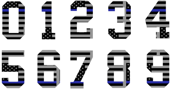 THIN BLUE LINE Custom Sports Jersey Style Number Vinyl Decal  - Pick Your Number & Size