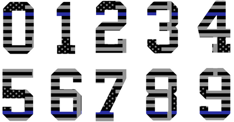 THIN BLUE LINE Custom Sports Jersey Style Number Vinyl Decal  - Pick Your Number & Size