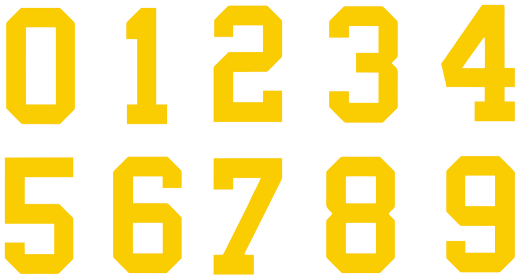 YELLOW Custom Sports Jersey Style Number Vinyl Decal  - Pick Your Number & Size