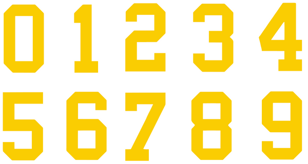 YELLOW Custom Sports Jersey Style Number Vinyl Decal  - Pick Your Number & Size