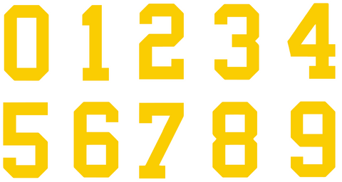 YELLOW Custom Sports Jersey Style Number Vinyl Decal  - Pick Your Number & Size