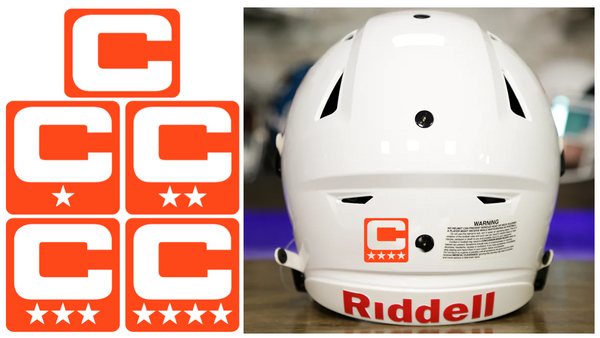 Captain Patch Jersey C Style ORANGE Football Helmet Decal - Perfect for Adult & Youth Full Size Football Helmets