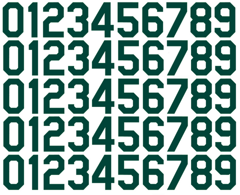 Oakland Athletics Baseball Helmet Jersey Style Vinyl Number Decal Sheet Set of 50 #0-9 - Pick Color & Size