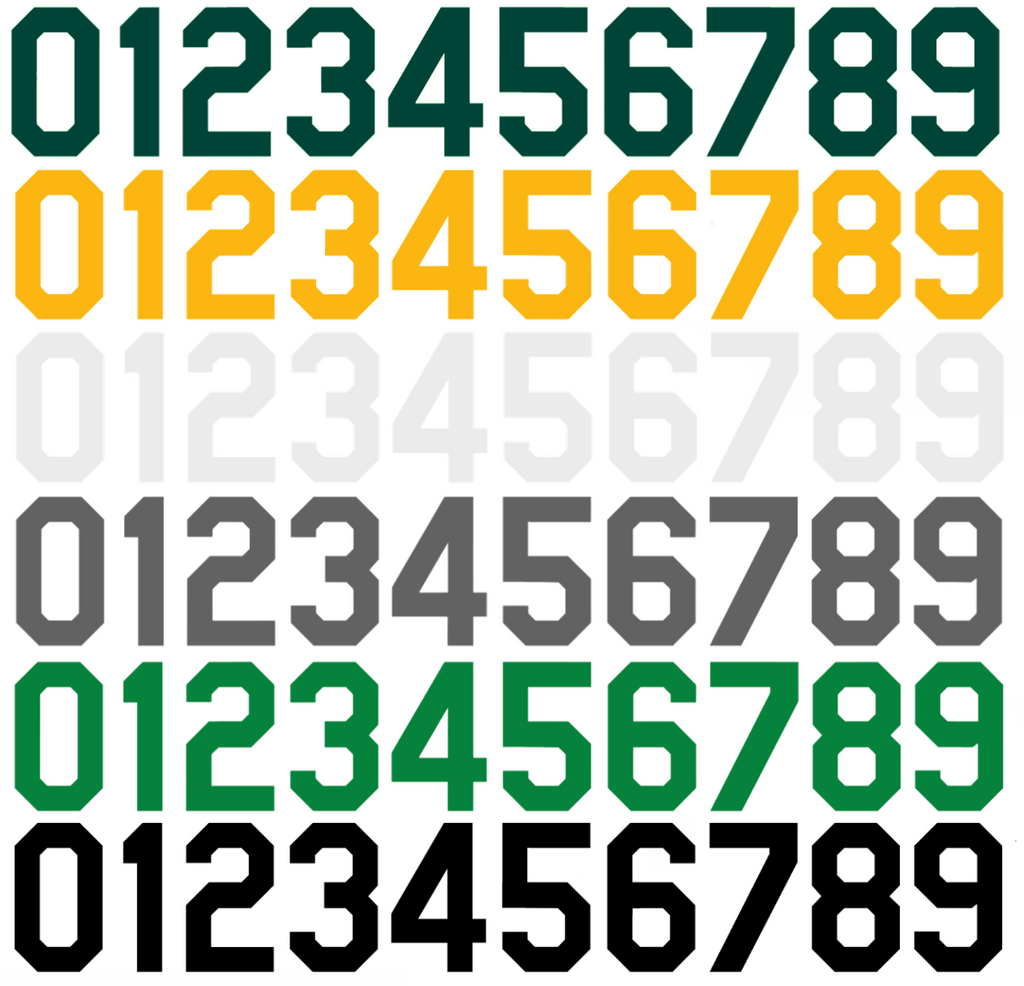 Oakland Athletics Baseball Helmet Jersey Style Vinyl Number Decal Sheet Set of 50 #0-9 - Pick Color & Size