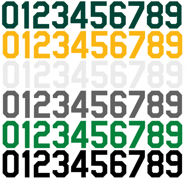 Oakland Athletics Baseball Helmet Jersey Style Vinyl Number Decal Sheet Set of 50 #0-9 - Pick Color & Size