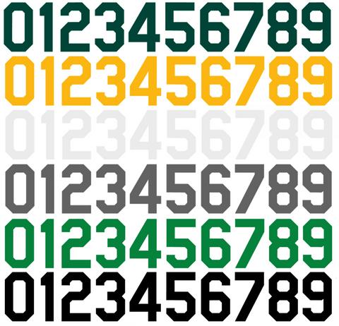 Oakland Athletics Baseball Helmet Jersey Style Vinyl Number Decal Sheet Set of 50 #0-9 - Pick Color & Size