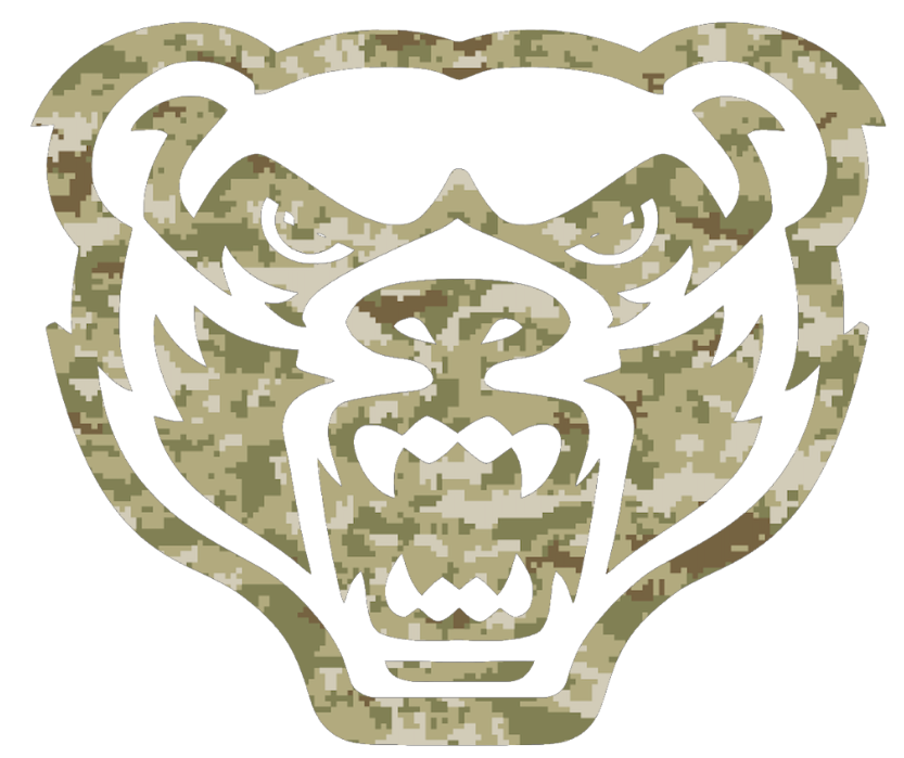 Oakland Golden Grizzlies Team Logo Salute to Service Camouflage Camo Vinyl Decal PICK SIZE