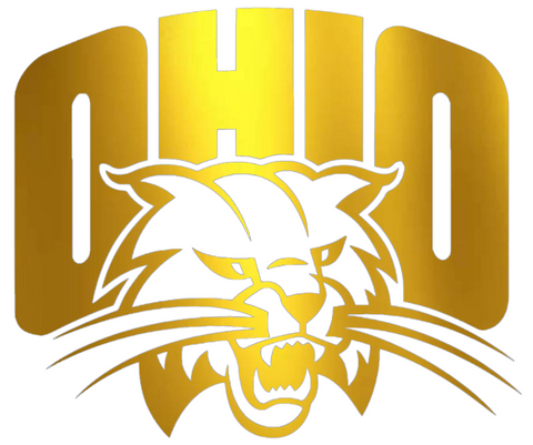 Ohio Bobcats GOLD CHROME MIRROR Alternate Team Logo Premium DieCut Vinyl Decal PICK SIZE