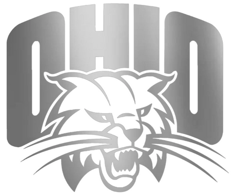 Ohio Bobcats SILVER CHROME MIRROR Alternate Team Logo Premium DieCut Vinyl Decal PICK SIZE