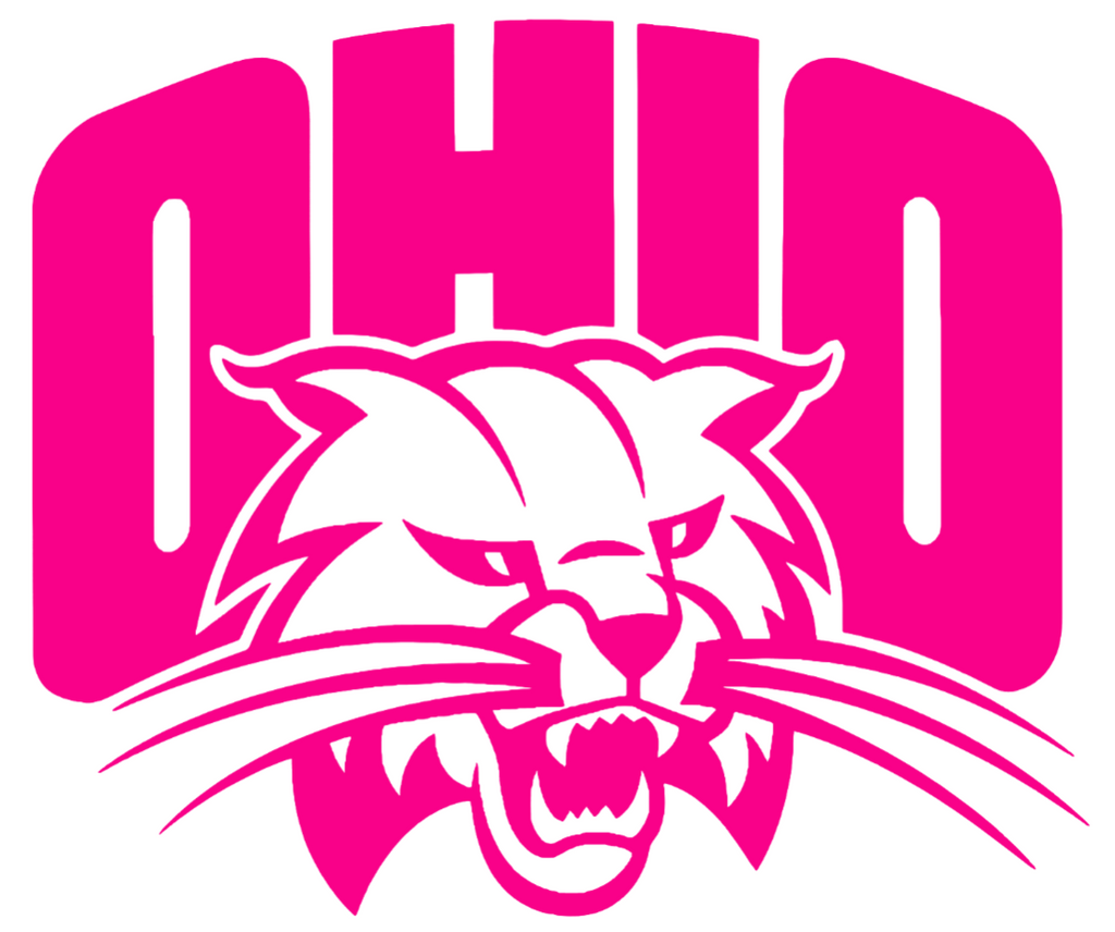 Ohio Bobcats HOT PINK Alternate Team Logo Premium DieCut Vinyl Decal PICK SIZE